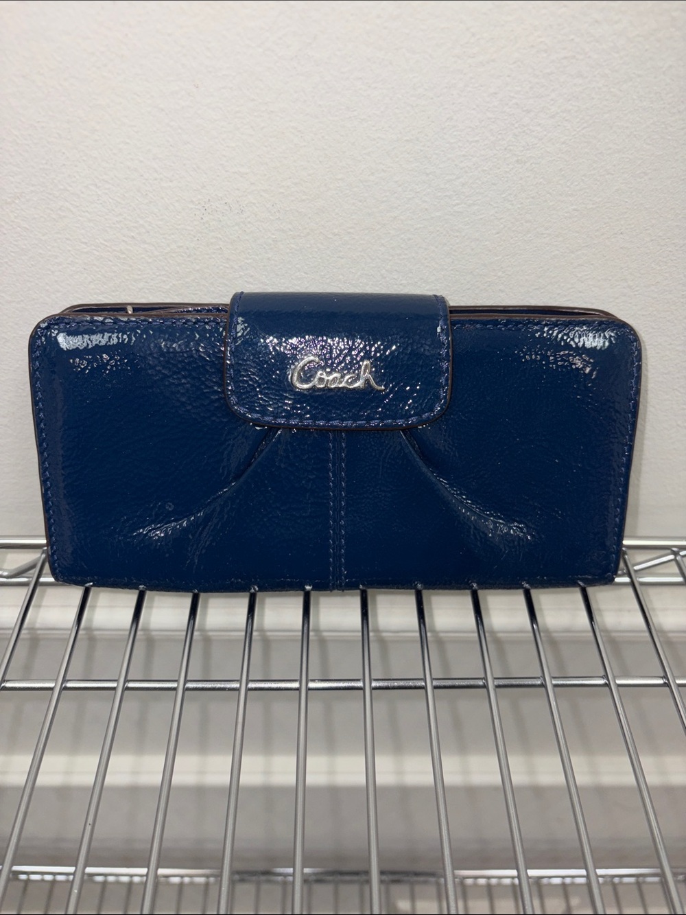 COACH BLUE PATENT ASHLEY MATCHING WALLET